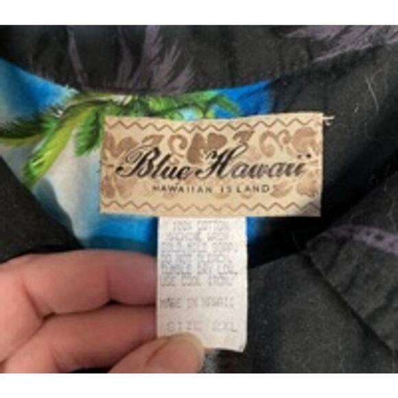 Vintage Hawaiian Aloha Shirt Palm Tree Beach Scene Blue Hawaii Made in Hawaii XL - Picture 3 of 4
